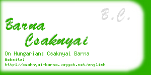 barna csaknyai business card